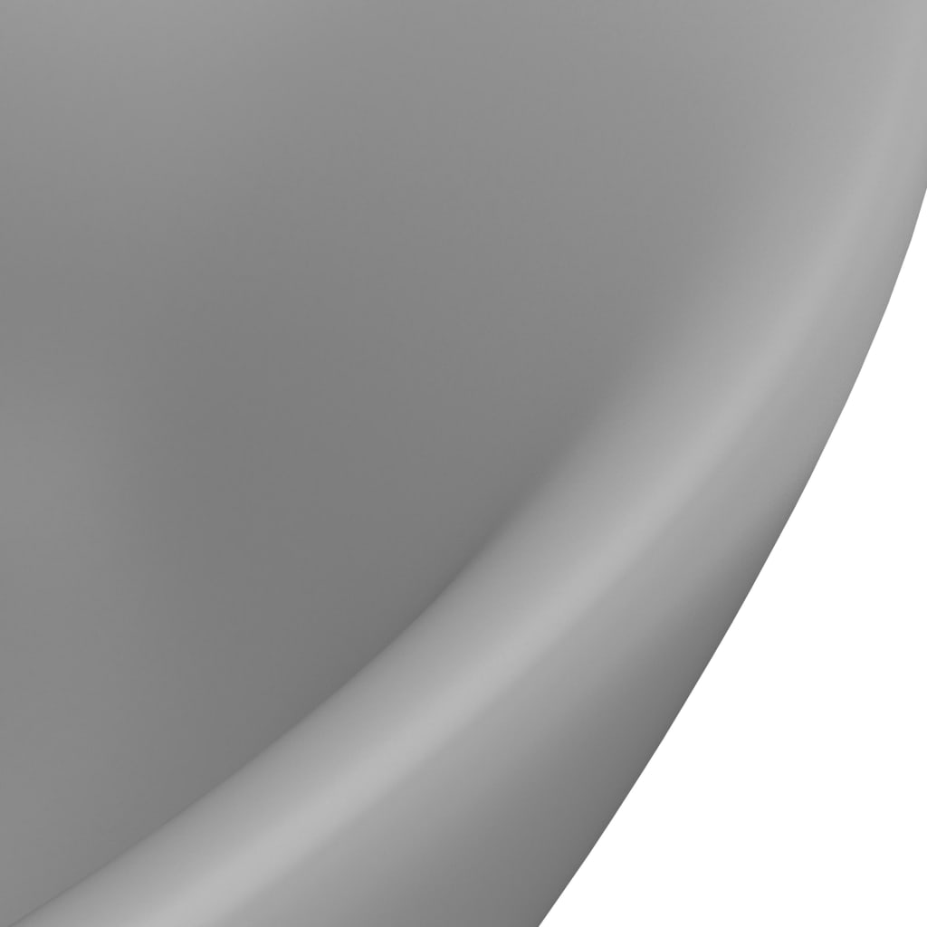 vidaXL Luxury Basin Overflow Oval Matt Light Grey 58.5x39 cm Ceramic 5