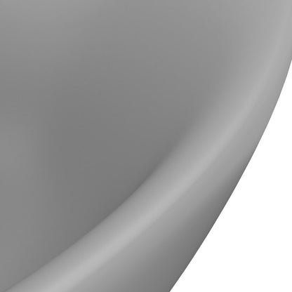 vidaXL Luxury Basin Overflow Oval Matt Light Grey 58.5x39 cm Ceramic 5