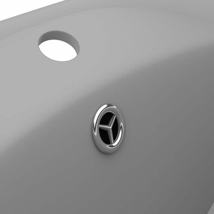 vidaXL Luxury Basin Overflow Oval Matt Light Grey 58.5x39 cm Ceramic 6