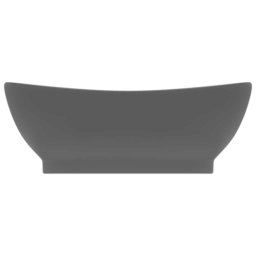 vidaXL Luxury Basin Overflow Oval Matt Dark Grey 58.5x39 cm Ceramic 3