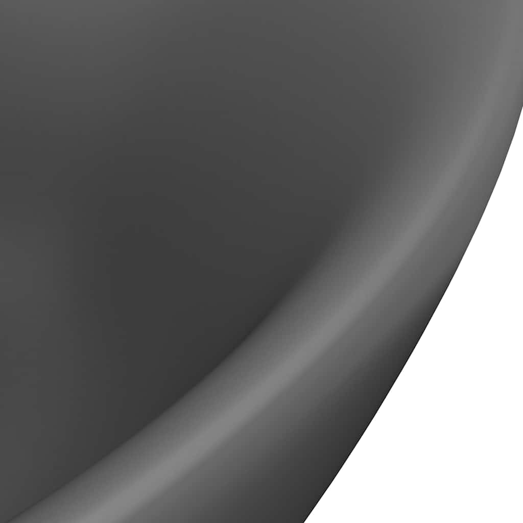 vidaXL Luxury Basin Overflow Oval Matt Dark Grey 58.5x39 cm Ceramic 5
