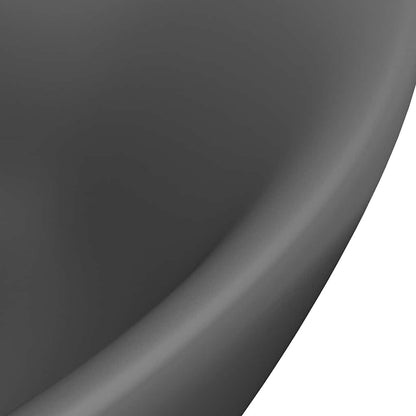 vidaXL Luxury Basin Overflow Oval Matt Dark Grey 58.5x39 cm Ceramic 5