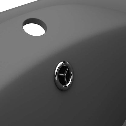 vidaXL Luxury Basin Overflow Oval Matt Dark Grey 58.5x39 cm Ceramic 6
