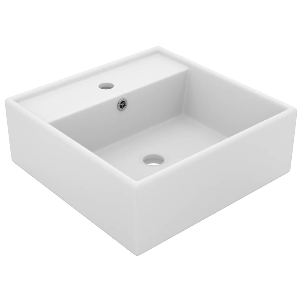 vidaXL Luxury Basin Overflow Square Matt Pink 41x41 cm Ceramic