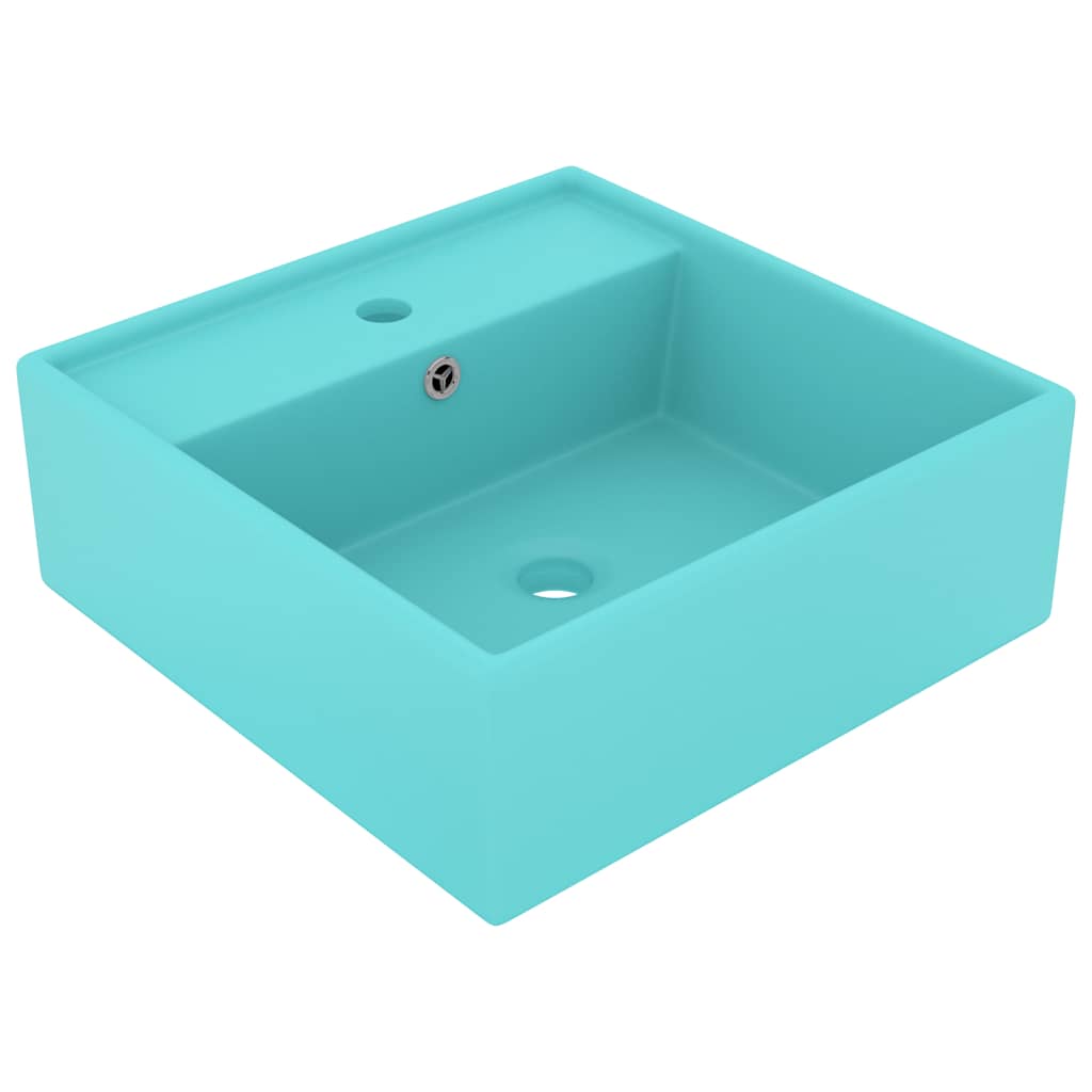 vidaXL Luxury Basin Overflow Square Matt Pink 41x41 cm Ceramic