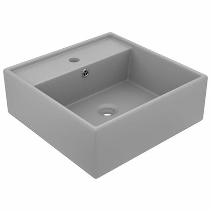 vidaXL Luxury Basin Overflow Square Matt Pink 41x41 cm Ceramic