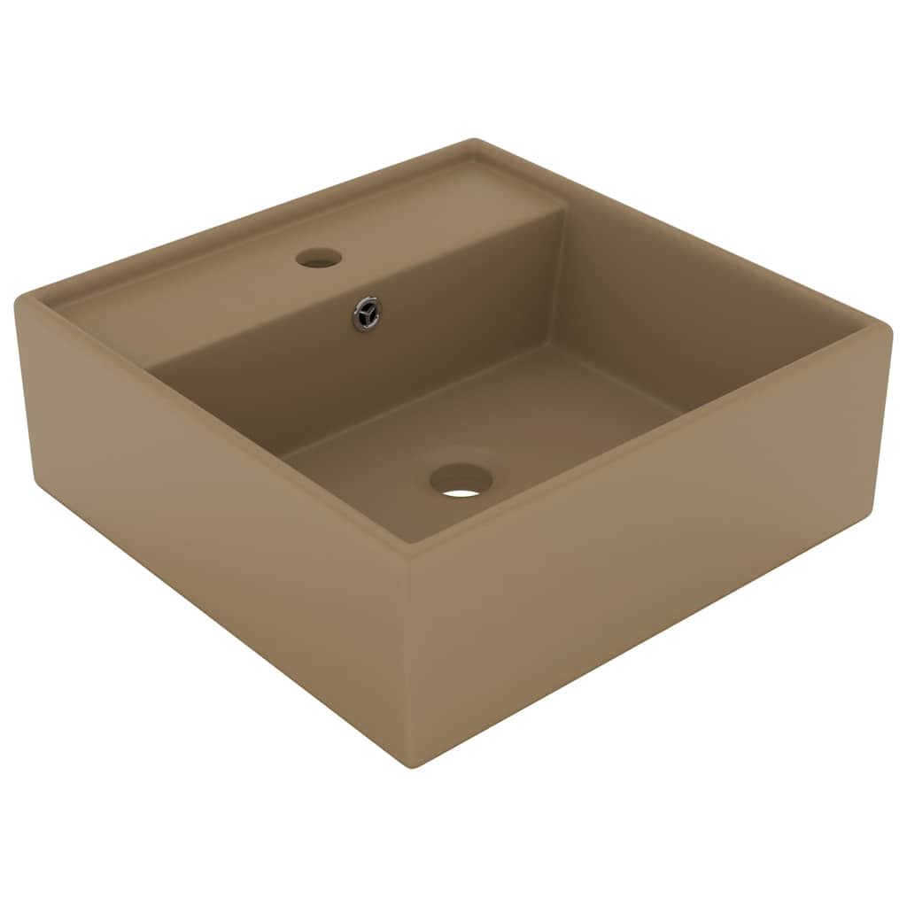 vidaXL Luxury Basin Overflow Square Matt Pink 41x41 cm Ceramic