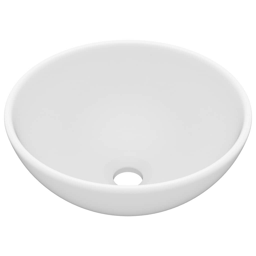 vidaXL Luxury Bathroom Basin Round Matt White 32.5x14 cm Ceramic 2