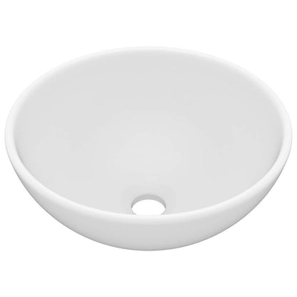 vidaXL Luxury Bathroom Basin Round Matt White 32.5x14 cm Ceramic 2