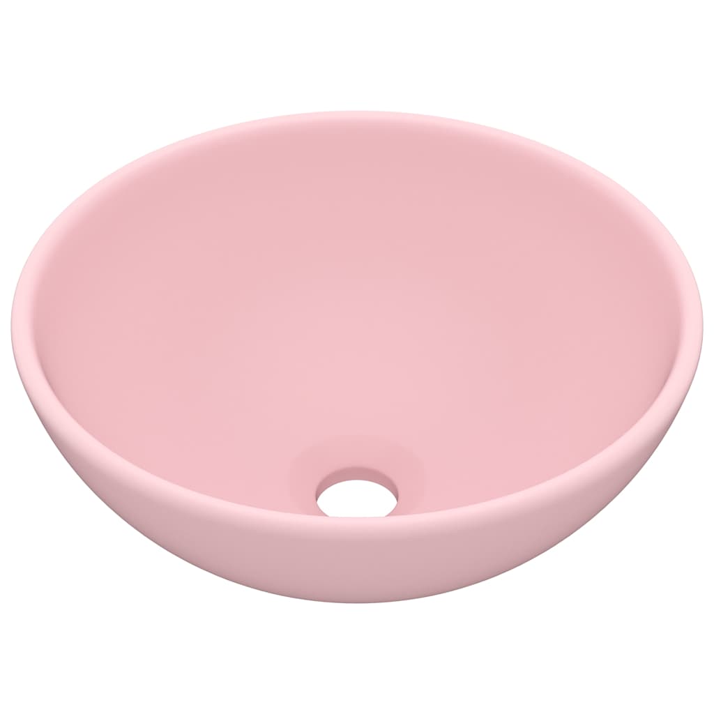 vidaXL Luxury Bathroom Basin Round Matt Pink 32.5x14 cm Ceramic 2