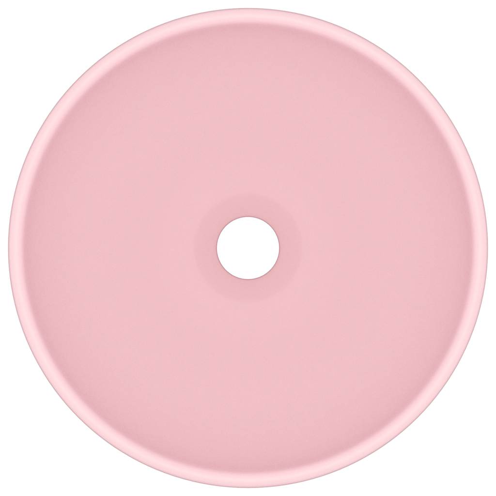 vidaXL Luxury Bathroom Basin Round Matt Pink 32.5x14 cm Ceramic 3