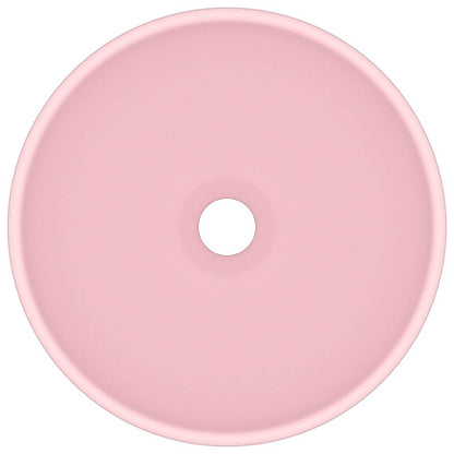 vidaXL Luxury Bathroom Basin Round Matt Pink 32.5x14 cm Ceramic 3