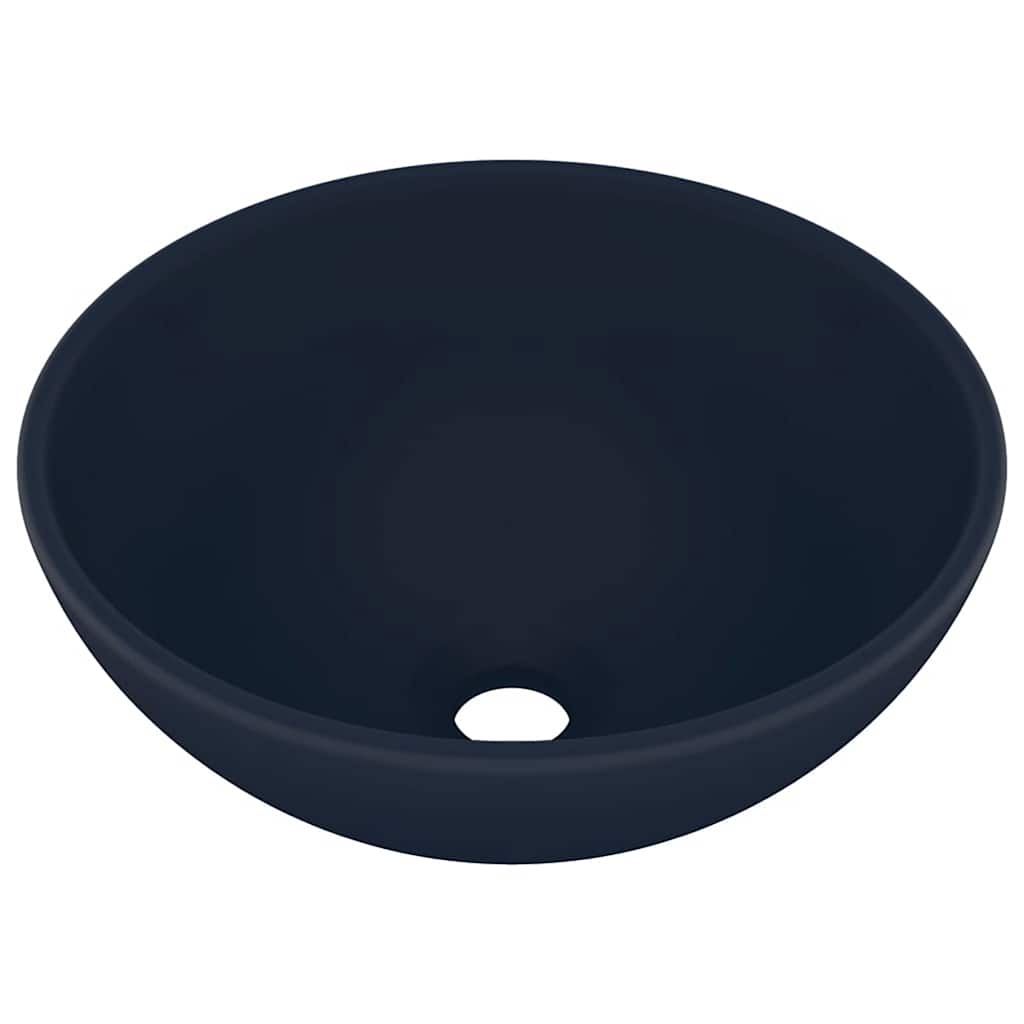 vidaXL Luxury Bathroom Basin Round Matt Dark Blue 32.5x14 cm Ceramic 2