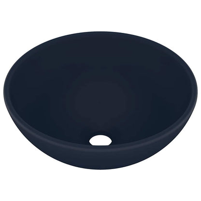 vidaXL Luxury Bathroom Basin Round Matt Dark Blue 32.5x14 cm Ceramic 2