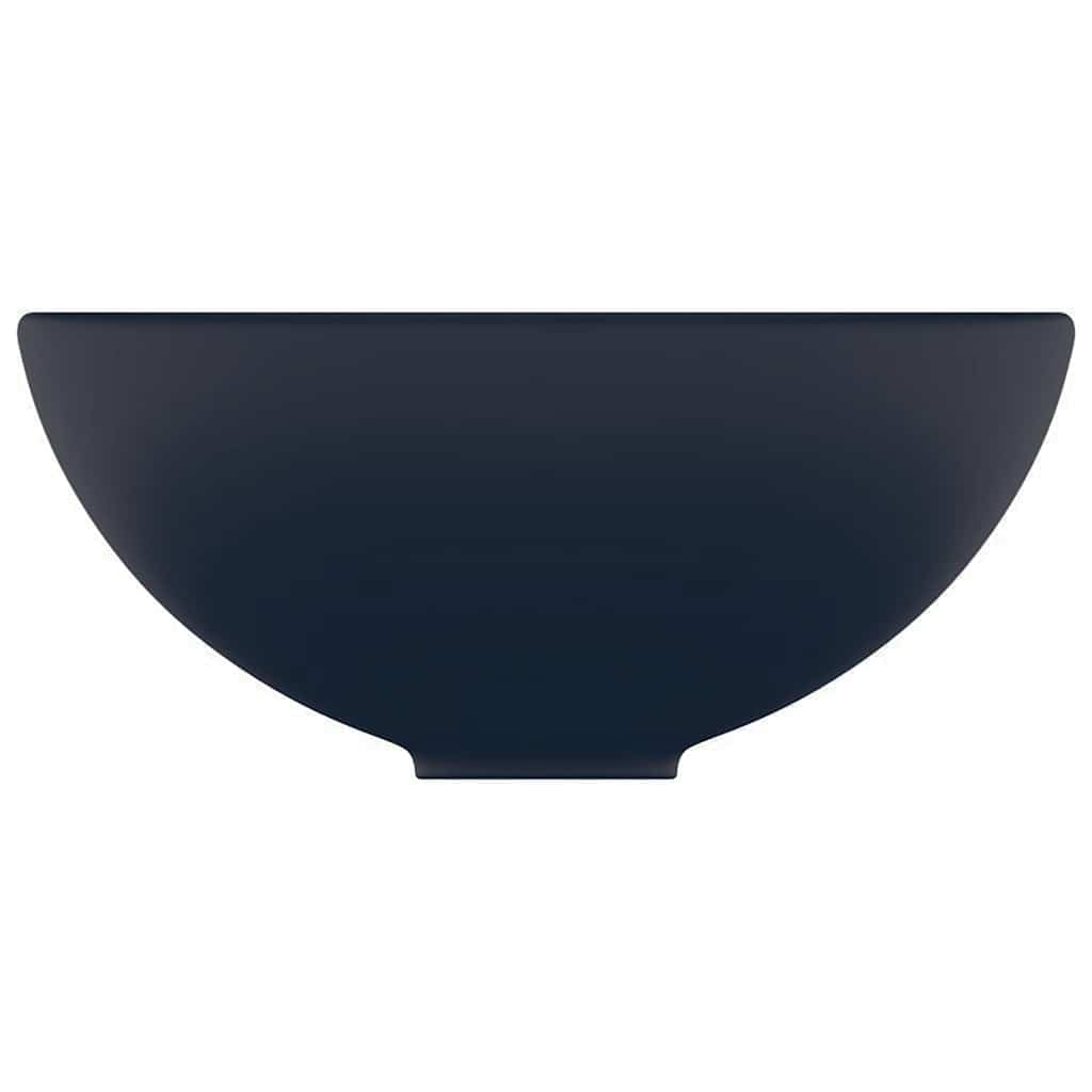 vidaXL Luxury Bathroom Basin Round Matt Dark Blue 32.5x14 cm Ceramic 3