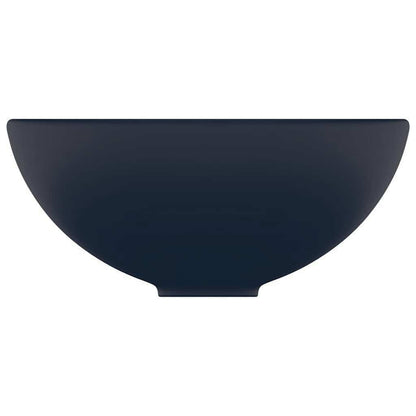 vidaXL Luxury Bathroom Basin Round Matt Dark Blue 32.5x14 cm Ceramic 3