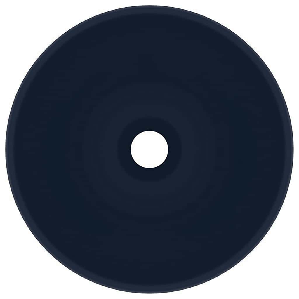 vidaXL Luxury Bathroom Basin Round Matt Dark Blue 32.5x14 cm Ceramic 4