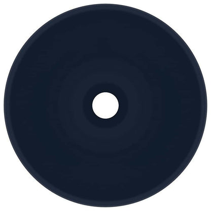 vidaXL Luxury Bathroom Basin Round Matt Dark Blue 32.5x14 cm Ceramic 4