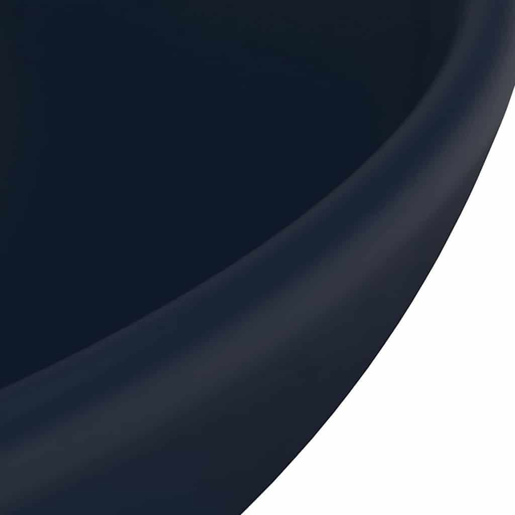vidaXL Luxury Bathroom Basin Round Matt Dark Blue 32.5x14 cm Ceramic 5