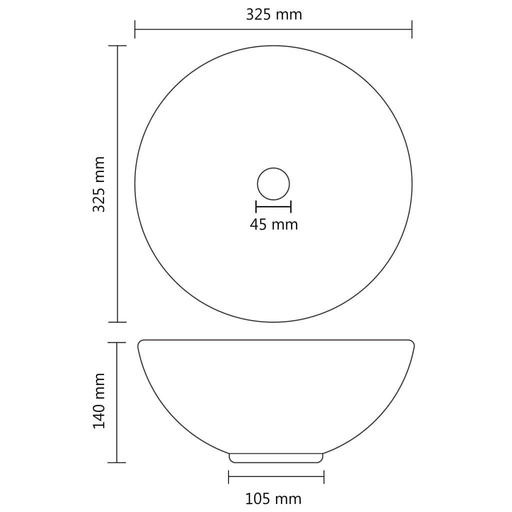vidaXL Luxury Bathroom Basin Round Matt Dark Blue 32.5x14 cm Ceramic 6