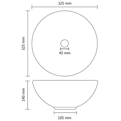 vidaXL Luxury Bathroom Basin Round Matt Dark Blue 32.5x14 cm Ceramic 6