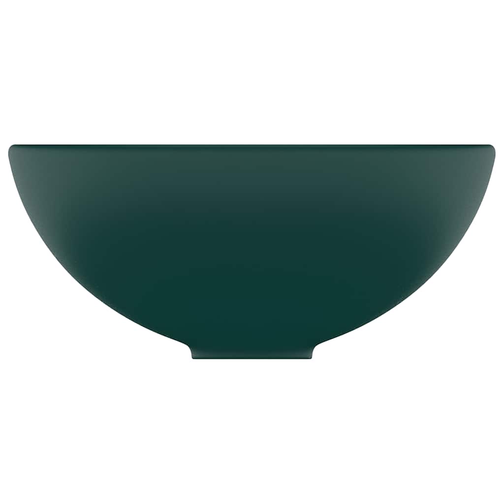 vidaXL Luxury Bathroom Basin Round Matt Dark Green 32.5x14 cm Ceramic 4