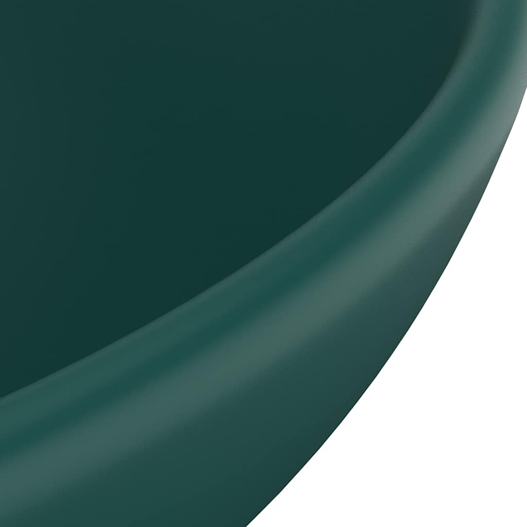 vidaXL Luxury Bathroom Basin Round Matt Dark Green 32.5x14 cm Ceramic 5