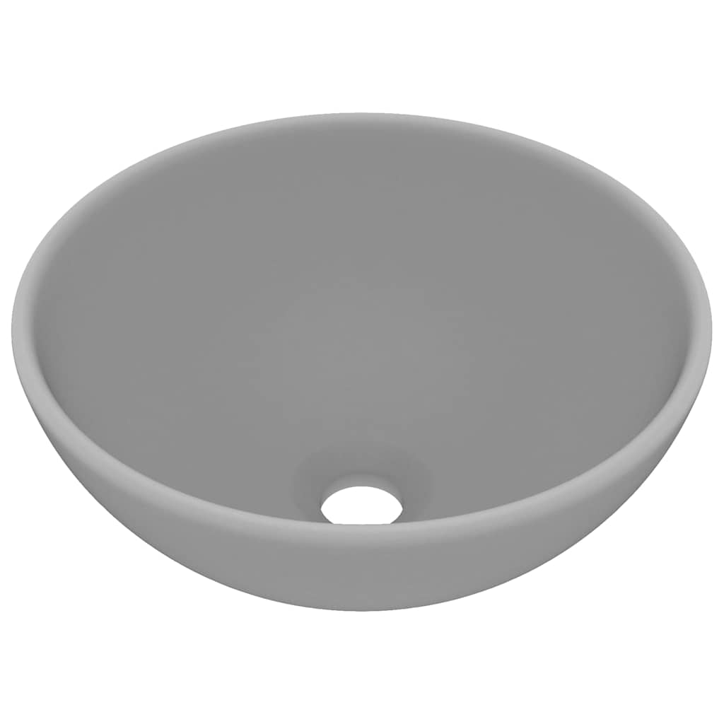 vidaXL Luxury Bathroom Basin Round Matt Light Grey 32.5x14 cm Ceramic 2