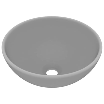 vidaXL Luxury Bathroom Basin Round Matt Light Grey 32.5x14 cm Ceramic 2