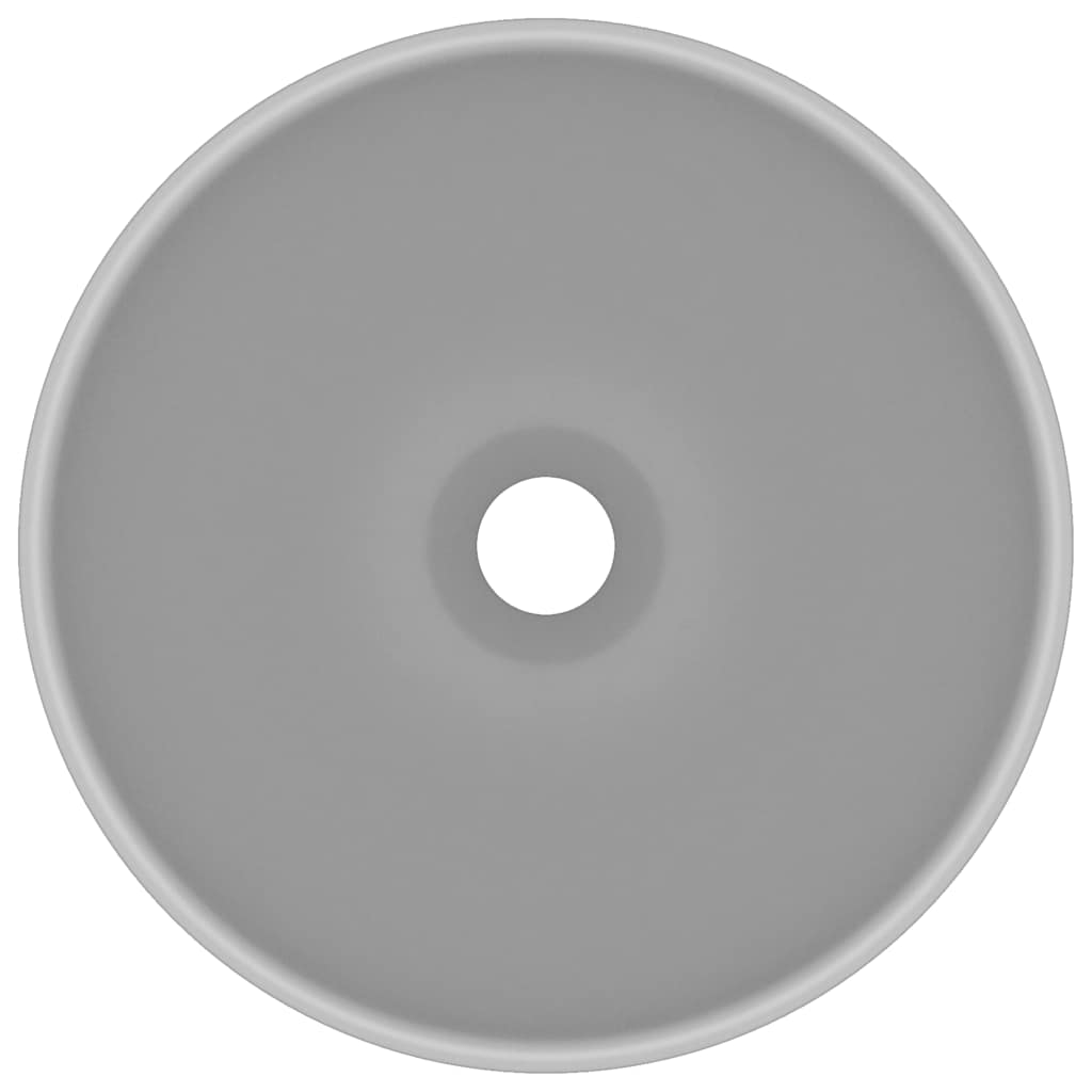 vidaXL Luxury Bathroom Basin Round Matt Light Grey 32.5x14 cm Ceramic 3