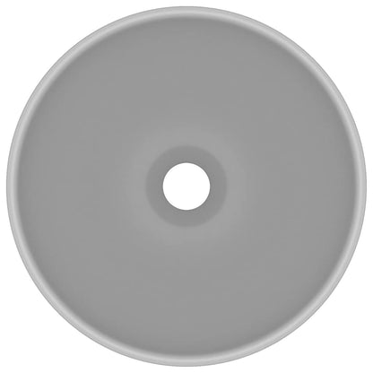 vidaXL Luxury Bathroom Basin Round Matt Light Grey 32.5x14 cm Ceramic 3