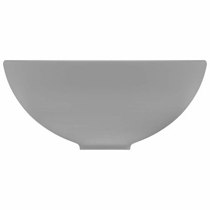 vidaXL Luxury Bathroom Basin Round Matt Light Grey 32.5x14 cm Ceramic 4