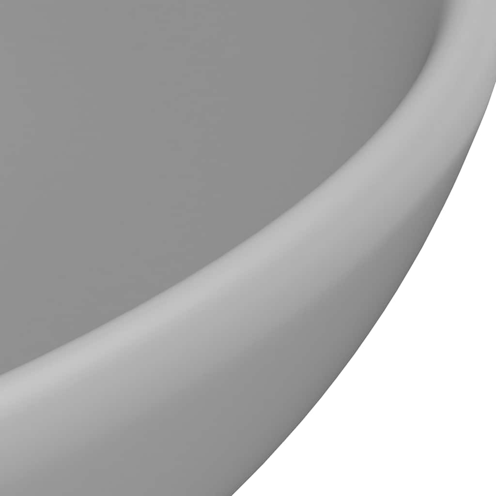 vidaXL Luxury Bathroom Basin Round Matt Light Grey 32.5x14 cm Ceramic 5