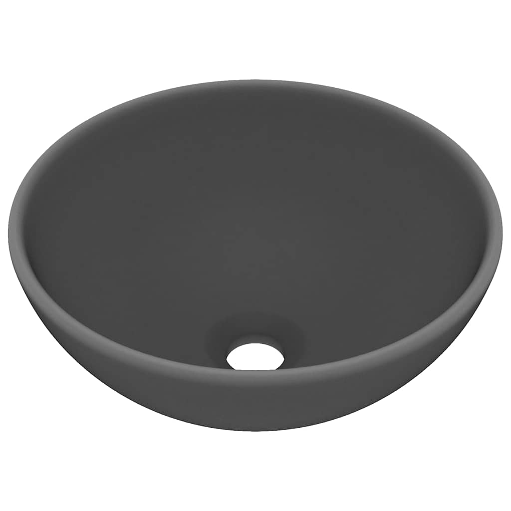vidaXL Luxury Bathroom Basin Round Matt Dark Grey 32.5x14 cm Ceramic 2