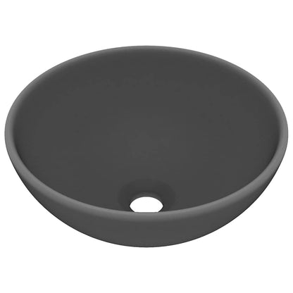 vidaXL Luxury Bathroom Basin Round Matt Dark Grey 32.5x14 cm Ceramic 2
