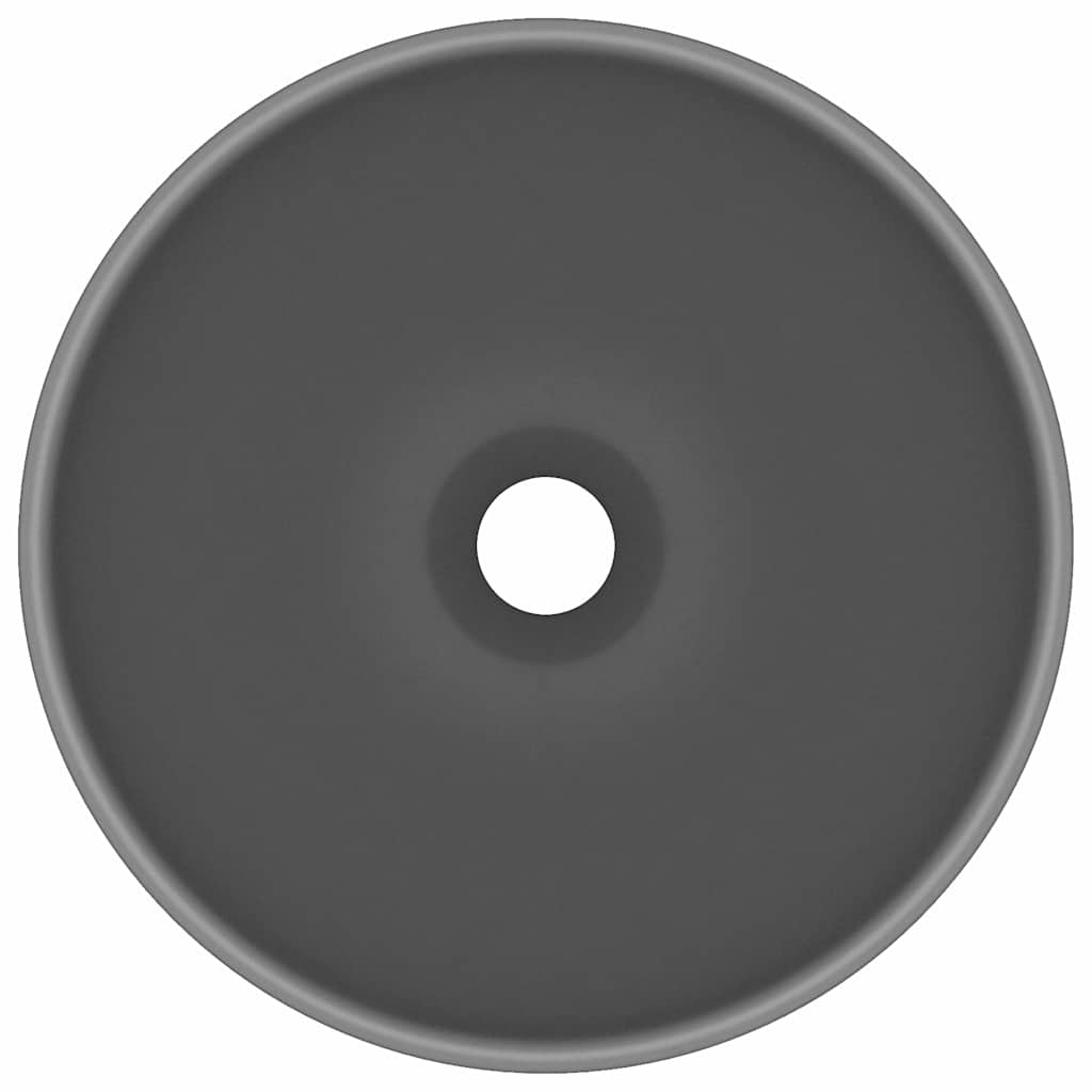vidaXL Luxury Bathroom Basin Round Matt Dark Grey 32.5x14 cm Ceramic 3