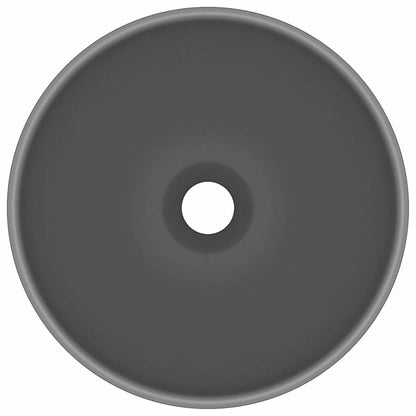 vidaXL Luxury Bathroom Basin Round Matt Dark Grey 32.5x14 cm Ceramic 3