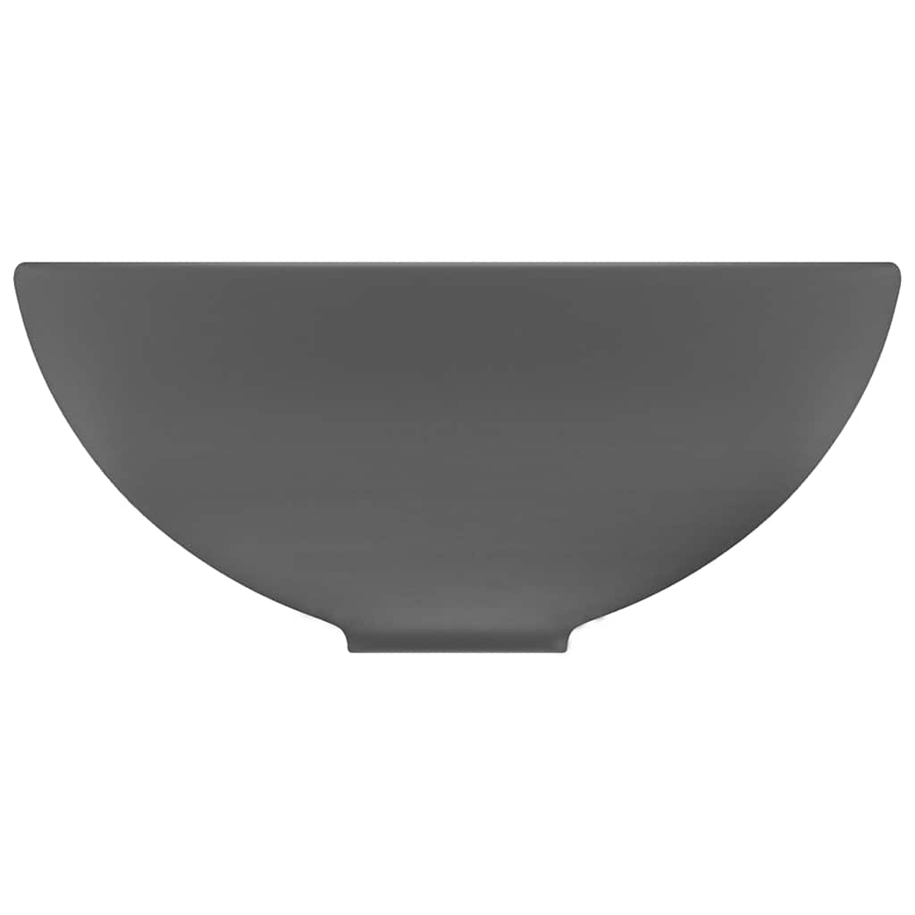 vidaXL Luxury Bathroom Basin Round Matt Dark Grey 32.5x14 cm Ceramic 4