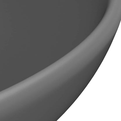vidaXL Luxury Bathroom Basin Round Matt Dark Grey 32.5x14 cm Ceramic 5