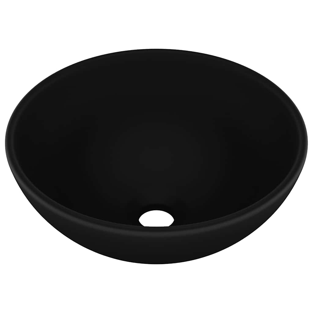 vidaXL Luxury Bathroom Basin Round Matt Black 32.5x14 cm Ceramic 2
