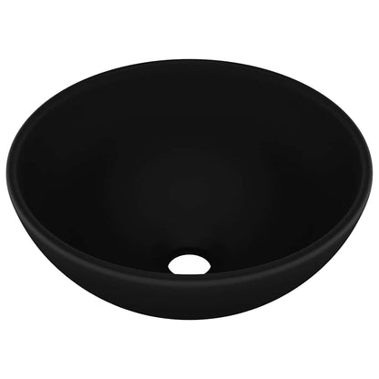 vidaXL Luxury Bathroom Basin Round Matt Black 32.5x14 cm Ceramic 2