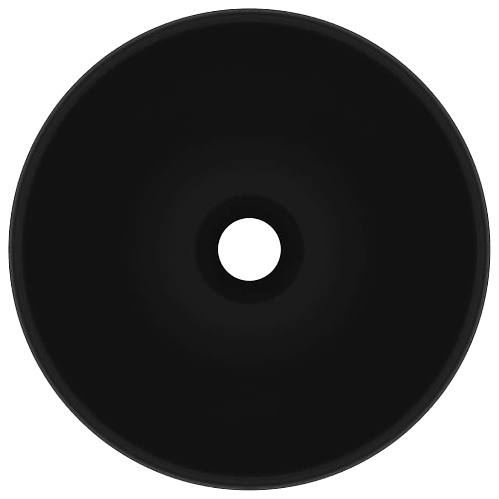 vidaXL Luxury Bathroom Basin Round Matt Black 32.5x14 cm Ceramic 3