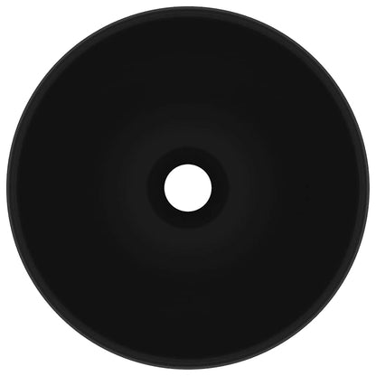 vidaXL Luxury Bathroom Basin Round Matt Black 32.5x14 cm Ceramic 3