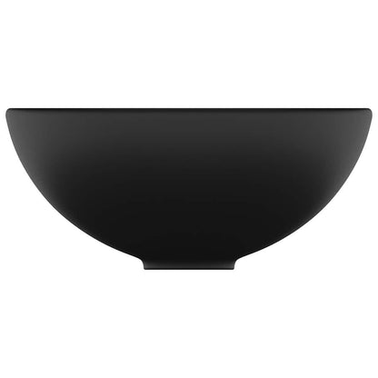 vidaXL Luxury Bathroom Basin Round Matt Black 32.5x14 cm Ceramic 4