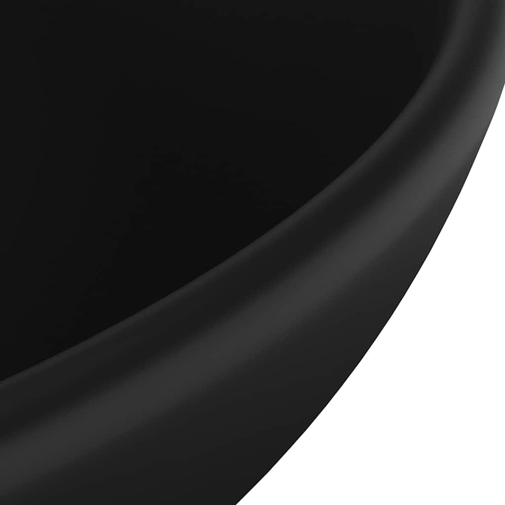 vidaXL Luxury Bathroom Basin Round Matt Black 32.5x14 cm Ceramic 5