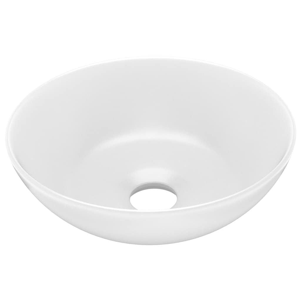 146976 vidaXL Bathroom Sink Ceramic Matt White Round 2