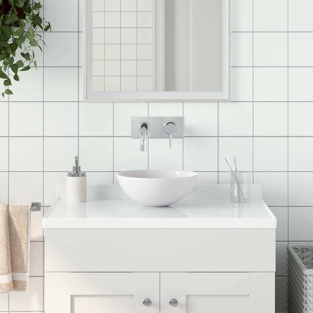146976 vidaXL Bathroom Sink Ceramic Matt White Round 1