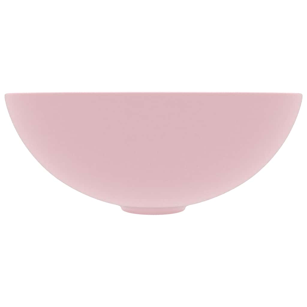 vidaXL Bathroom Sink Ceramic Matt Pink Round 3