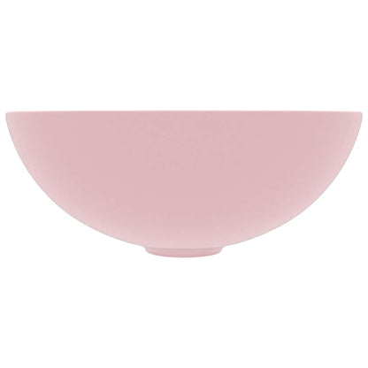 vidaXL Bathroom Sink Ceramic Matt Pink Round 3