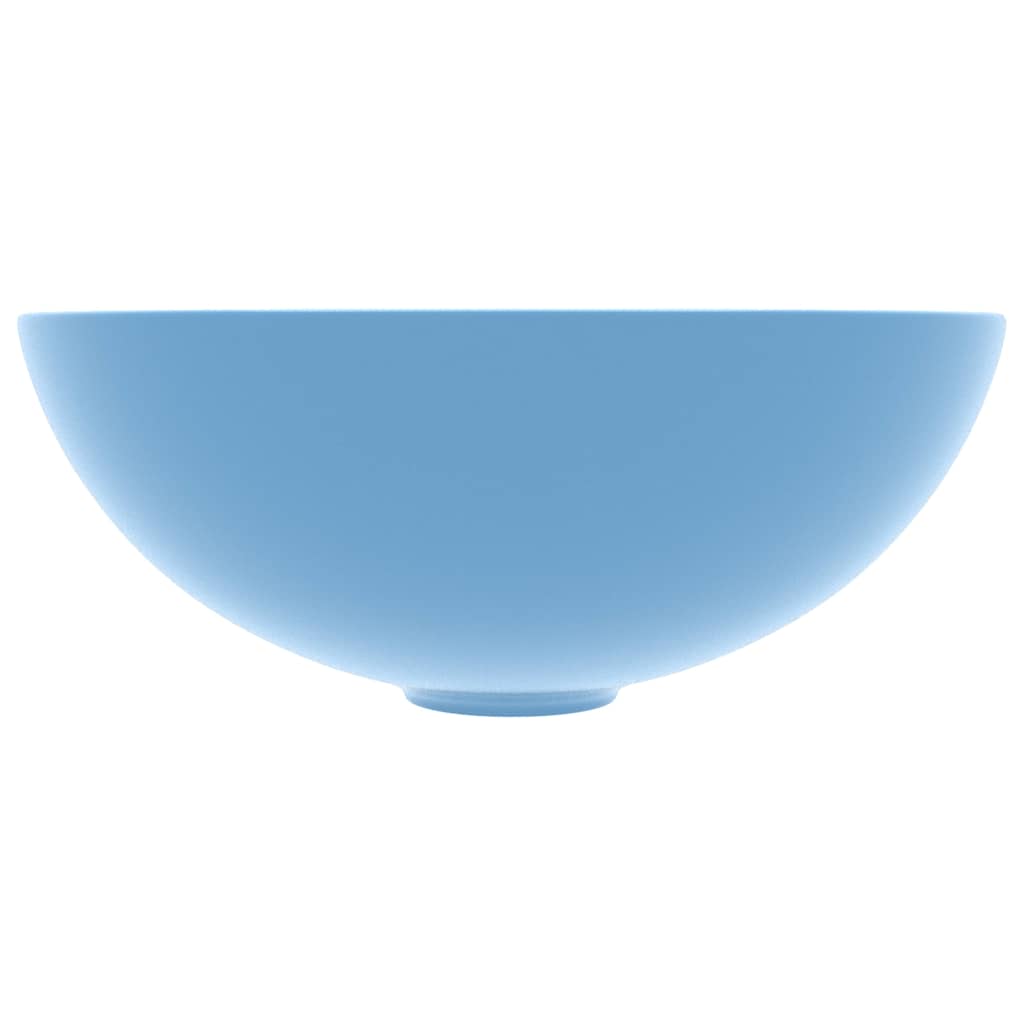 vidaXL Bathroom Sink Ceramic Light Blue Round 3
